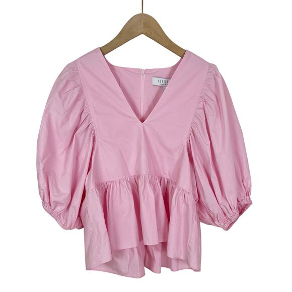 Hunter Bell Landry Puff Sleeve Peplum Top in Light Pink Size XS - Picture 4 of 9
